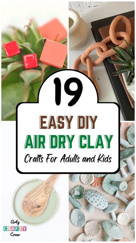 Looking for a fun craft? Try these easy DIY air dry clay crafts perfect for kids and adults. Tutorial curated by Arty Crafty Crew. Air Dry Clay Crafts For Adults, Air Dry Clay Projects Adults, Kids Air Dry Clay Projects, Easy Air Dry Clay Projects Diy Tutorial, Air Dry Clay Animals Easy, Things To Make With Air Dry Clay Ideas, Goodwill Crafts, Air Dry Clay Gift Ideas, Diy Air Clay