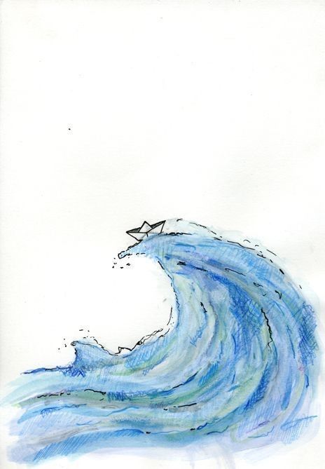 Wave Drawing, Watercolor Paintings Easy, Arte Sketchbook, Easy Watercolor, Water Painting, Doodle Art, Painting Inspiration, Art Lessons, Painting & Drawing