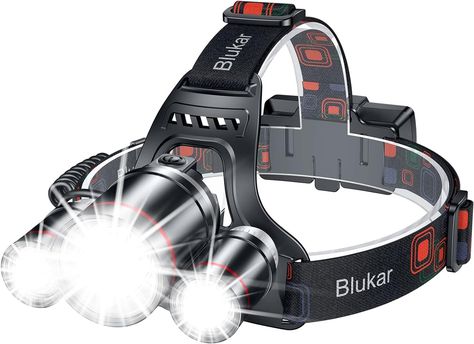 Blukar Head Torch Rechargeable, 8000L Super Bright Headlamp with 3 Lights 5 Modes, 4400mAh Capacity Up to 18hrs Runtime - IPX6 Waterproof Adjustable Focus Headlight for Running, Hiking, Fishing etc. : Amazon.co.uk: Sports & Outdoors Rechargeable Headlamp, Rechargeable Light, Kids Running, Adjustable Headband, Side Lights, Fish Camp, Hiking Gear, Outdoor Projects, Red Light