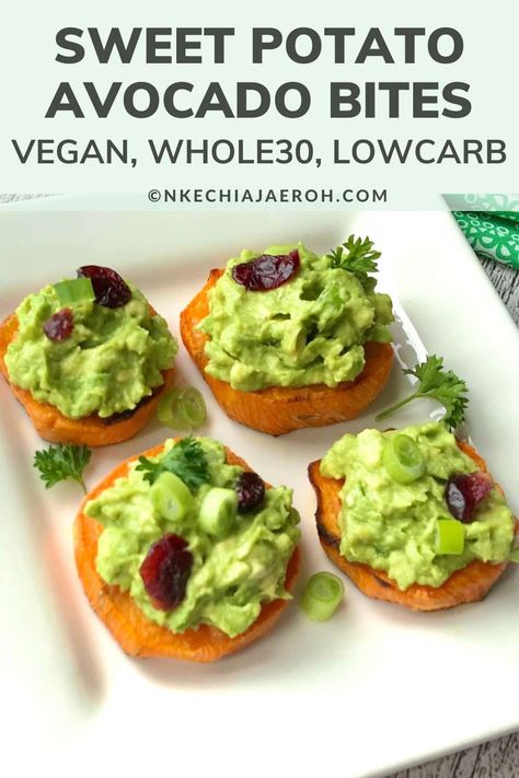 Avocado Bites, Best Baked Sweet Potato, Potato Cups, Sweet Potato Avocado, Avocado Appetizer, Sweet Potato Bites, Potato Avocado, Potato Rounds, Sweet Potato Side Dish