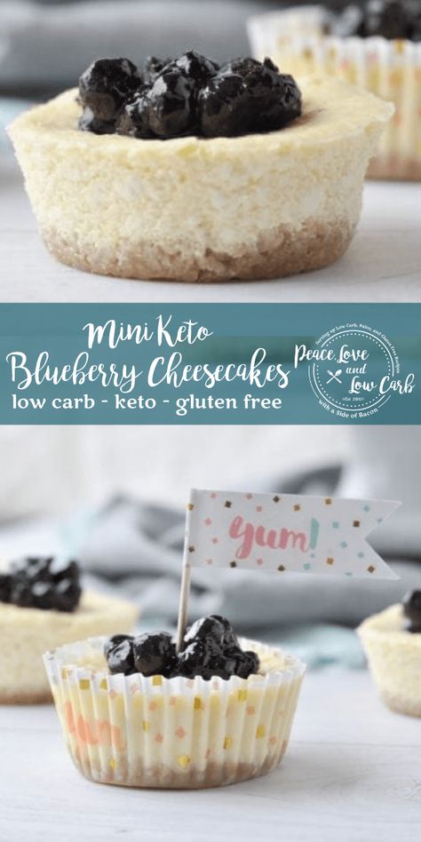 Mini Keto Blueberry Cheesecakes. All of the amazing flavor of a low carb cheesecake recipe, in a mini, bite size. Easy Healthy Low Carb Dinner, Low Carb Cheesecake Bites, Healthy Low Carb Dinner Recipes, Healthy Low Carb Dinner, Peace Love And Low Carb, Low Sugar Diet Recipes, Blueberry Cheesecake Recipe, Dinner Recipes Healthy Low Carb, Chocolate Roll Cake