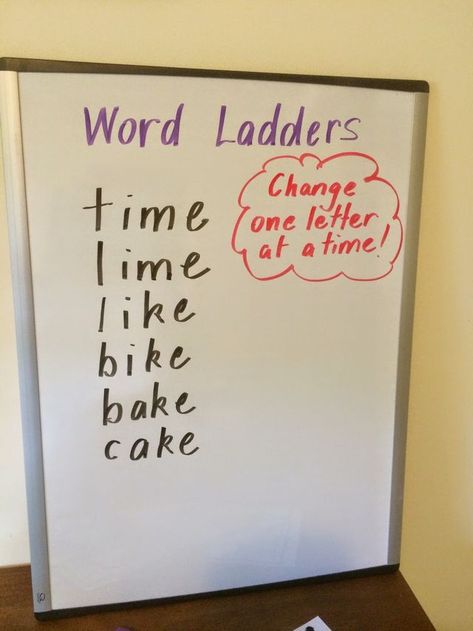 Word Ladders - Great Literacy Game! | Fun Games 4 Learning | Bloglovin’ Word Ladders First Grade, Challenge Activities, Relief Teaching Ideas, Activities Director, Word Games For Kids, Word Ladders, Therapeutic Recreation, Spelling Practice, Literacy Games