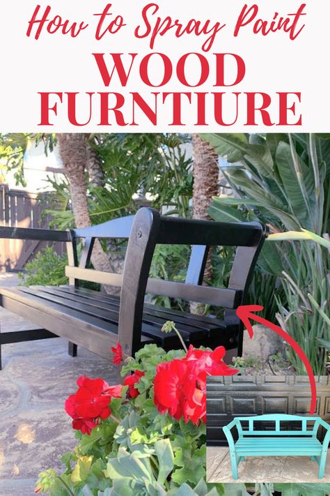 Can You Spray Paint Wood Furniture, Best Spray Paint For Furniture, How To Spray Paint Furniture, Painted Benches Outdoor, Spray Paint Outdoor Furniture, New Years Projects, Painting Outdoor Wood Furniture, Spray Painting Outdoor Furniture, Spray Painting Wood Furniture