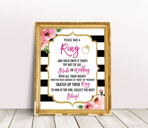 Don't Say Bride or Wedding Game Printable, Kate Bridal Shower Games, Take a Ring Game, Bachelorette Hens Party Game, Don't say Bride Sign Kate Spade Wedding Decor, Kate Spade Birthday Party, Kate Spade Inspired Party, Kate Spade Baby Shower, Kate Spade Theme, Bachelorette Party Signs, Kate Spade Party, Kate Spade Wedding, Kate Spade Bridal Shower