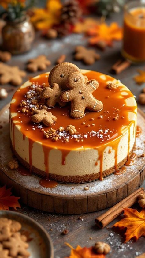 Gingerbread Cheesecake Bourbon Pecan Cheesecake Recipes, Gingersnap Crust Cheesecake, Ginger Nut Cheesecake, Gingerbread Cookie Cheesecake, Ginger Bread Cheesecake Recipes, Crazy Cheesecake Recipes, Christmas Dinner Must Haves, Christmas Cheesecake Dessert, Xmas Cheesecake Recipes