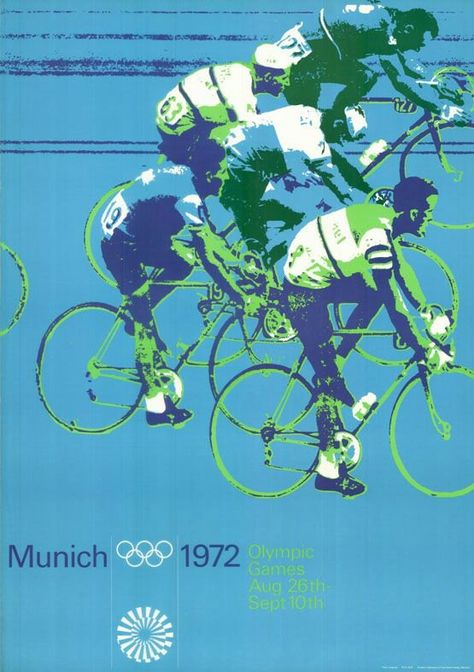 International Olympic Day, Games Graphic Design, Olympics Graphics, 1972 Olympics, Bicycle Poster, Otl Aicher, Cycling Posters, Old Packaging, Sports Posters