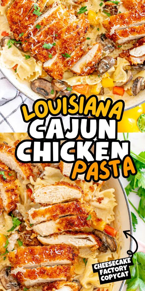 Louisiana inspired Cajun chicken pasta recipe Louisiana Cajun Chicken Pasta, Pasta Recipes Easy Healthy, Pasta Cheesecake Factory, Louisiana Chicken Pasta Recipe, Gluten Free White Sauce, Easy Cajun Recipes, Easy Instant Pot Pasta, Kid Friendly Pasta, Cajun Recipes Easy