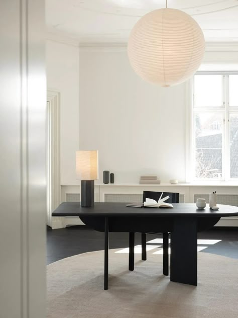 Black Desk Office, Minimalist Home Office, Minimalist Sofa, British Furniture, Louise Roe, Modern Dining Room Tables, Minimalist Office, Black Desk, Sustainable Furniture