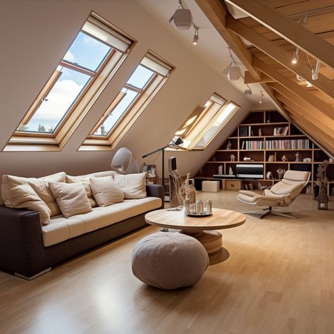 Attic Interior Design, Attic Living Room, Small Attic Room, Attic Bedroom Designs, Attic House, Small Attic, Attic Room, Attic Conversion, Attic Design