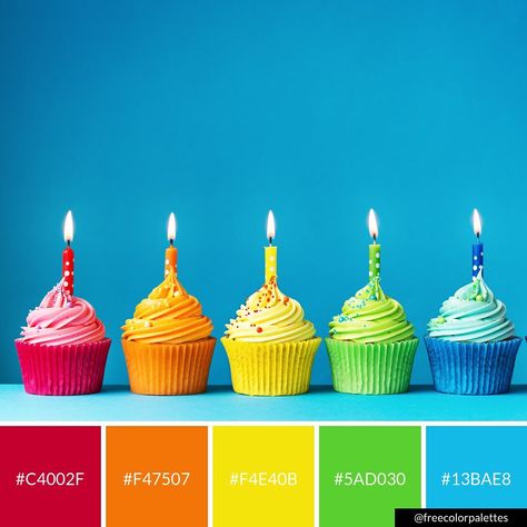 Celebration Color Palette, Birthday Party Color Palette, Birthday Color Palette, Party Color Palette, Color Mood Board, Holi Poster, Cupcakes Birthday, Colorful Birthday Party, Rainbow Palette