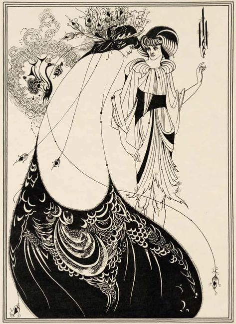 Peacock Skirt, Metro Pictures, Motifs Art Nouveau, Illustration Art Nouveau, Aubrey Beardsley, Art Nouveau Illustration, Tate Britain, Tattoo Art Drawings, The Peacock