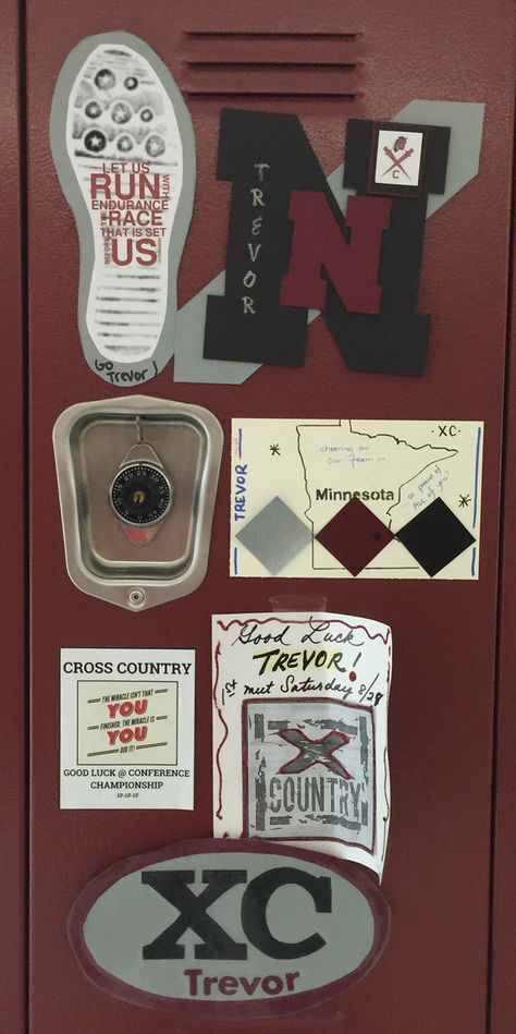 Locker Decorations For Xc, Sports Locker Decorations Cross Country, Cross Country Locker Treats, Xc Locker Signs, Cross Country Locker Signs Ideas, Senior Night Posters Cross Country, Xc Locker Decorations, Track Locker Decorations, Cross Country Locker Decorations