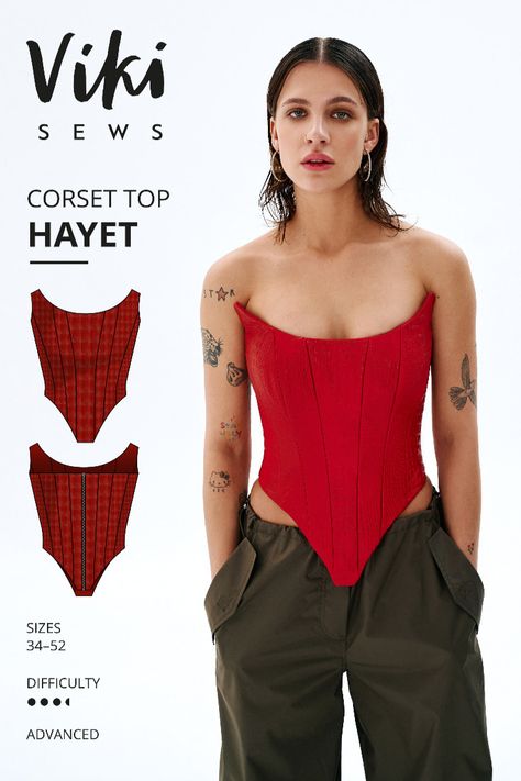 Craft Your Style with Exclusive Vikisews Hayet Corset Top Pattern – Chic Sewing Project Cutout Top Pattern, Body Suit Sewing Pattern Free, Sewing Corset Top, Corset Top Free Pattern, Corset Diy Pattern, How To Make A Corset Top, How To Sew A Corset, Corset Top Pattern Free, Free Corset Pattern Pdf