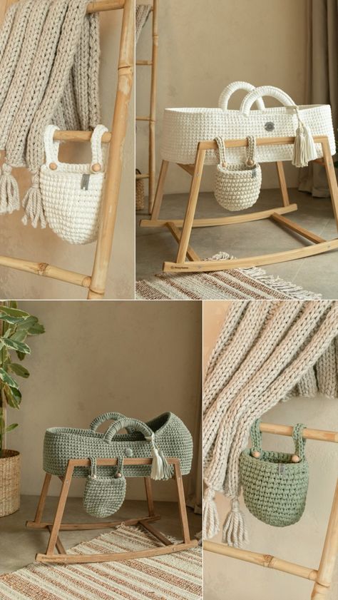 Baby Basinets, Hanging Bassinet, Hanging Storage Baskets, Crochet Crib, Fancy Bedroom, Moses Basket Stand, Crochet Storage Baskets, Baby Moses, New Mom Gifts