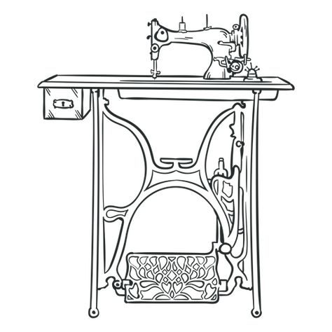 Vintage Sewing Machine Table, Pencil Drawing Pictures, Sewing Machine Drawing, Table Sketch, Table Template, Sewing Machine Tables, Sewing Machine Table, Treadle Sewing Machines, Antique Sewing Table