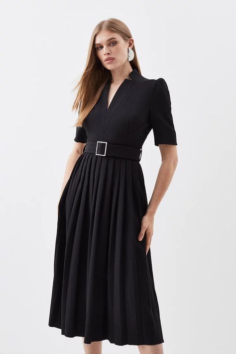 Work Outfits | Business Casual Outfits | Karen Millen Vietnam Clothing, Mens Boutique, Elegant Style Women, Paris Summer, Lady Like, Belted Midi Dress, Style Savvy, Tailored Dress, Outfits 2023