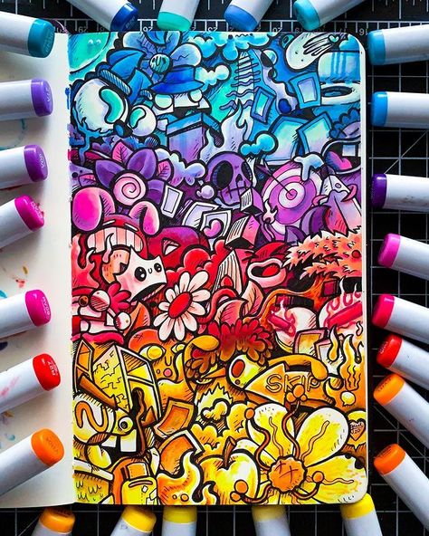 Gawx Doodle, Gawx Art, Zentangle Doodles, Art Markers Drawing, Doddle Art, Copic Marker Art, Arte Doodle, Graffiti Canvas, Cool Doodles