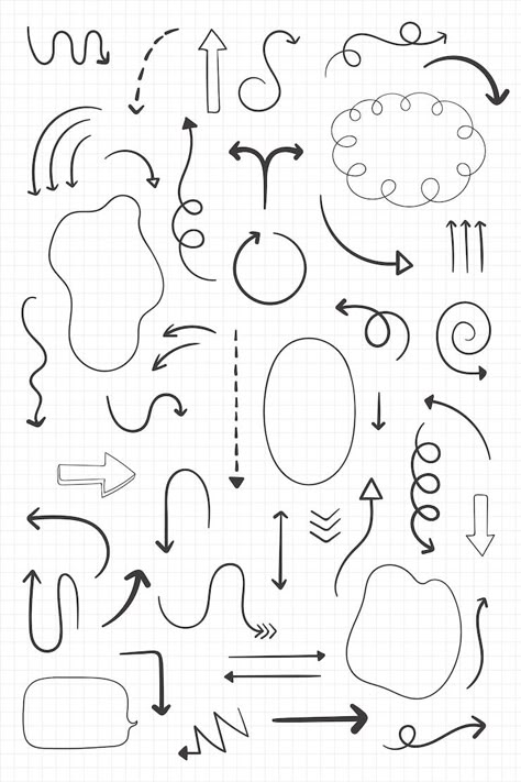 Peta Pikiran, Arrow Doodle, Fonts Bubble, Arrow Illustration, خريطة ذهنية, Mind Map Design, Bubble Font, Hand Drawn Arrows, Zestaw Ikon