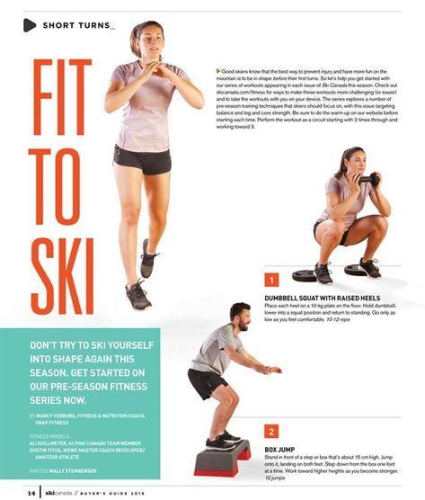 Don’t try to ski yourself into shape again this season. . Skier Workout, Ski Training Exercises, Skiing Exercises, Ski Exercises, Ski Workout, Ski Tips, Skiing Workout, Ski Technique, Skiing Training