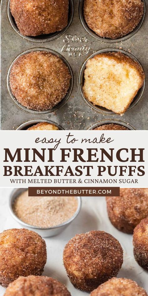 Breakfast In Bed Recipes, French Breakfast Muffins, Breakfast Puffs, French Breakfast Puffs, Breakfast Recipes Sweet, French Breakfast, Breakfast Goodies, Breakfast Sweets, Butter Recipes