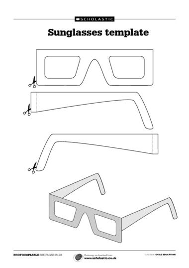 Sun glasses template for decorating sun glasses 3d Glasses Diy, Cardboard Glasses, Glasses Template, Sunglasses Template, Easter Templates Printables, 3d Glasses, Cool Glasses, Puzzle Design, Writing Templates