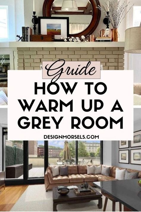 Here are the best home decor tips for how to warm up a greay room with decorations, accents, and natural lighting! Gray Room Paint, Grey Flooring Living Room, Grey And White Room, Grey Room Ideas, Warm Gray Paint, Rv Design, Dark Grey Rooms, Grey Walls Living Room, Space Home Decor