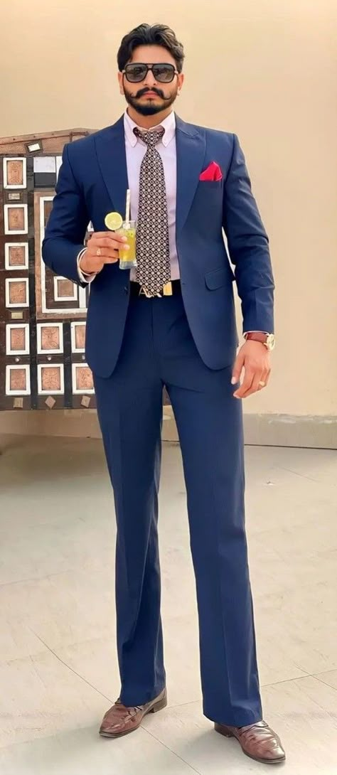 Suit For Men Wedding Classy Blue, Bell Bottom Suit Men, Chris Hemsworth Muscles, Coat Pant For Men, Sardar Fashion, Suit For Men Wedding, Punjabi Outfits, Classy Outfits Men, Designer Suits For Men