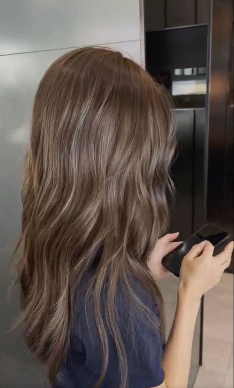 Natural Looking Light Brown Hair, Light Cappuccino Brown Hair, Lightish Brown Hair, Muddy Brown Hair, Beige Blonde Hair With Highlights, Glossy Light Brown Hair, Chocolate Milk Hair Color, Khaki Hair Color, Ash Blonde Balayage On Brown Hair