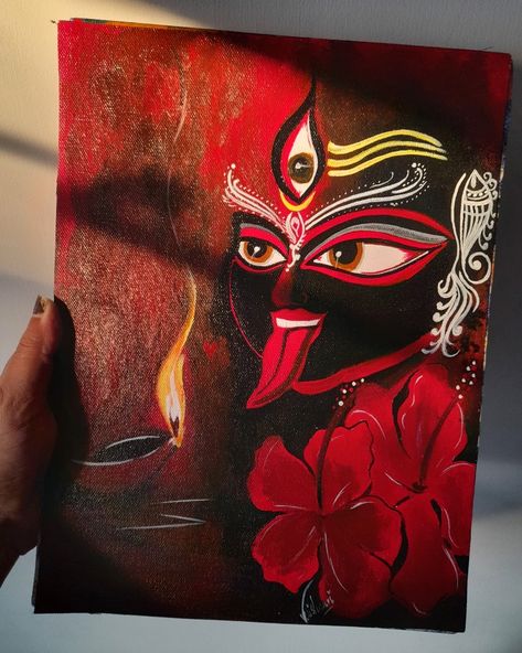 Kaali Maa Painting Abstract, Maa Kali Painting Art, Parvati Goddess Art Paintings, Maa Durga Acrylic Painting, Adishakti Painting, Goddess Kali Drawing, Devi Maa Paintings, Devi Painting Art, Kaali Maa Drawing