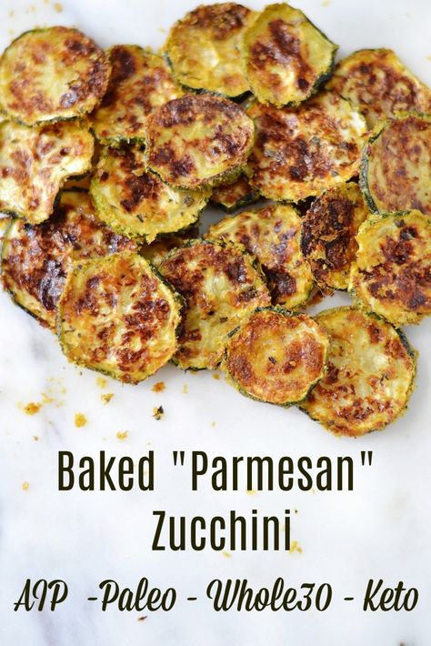 Aip Keto Recipes, Aip Lunches For Work, Aip Zucchini, Aip Veggies, Aip Dinner Recipes, Aip Sides, Aip Side Dishes, Baked Parmesan Zucchini, Aip Snack