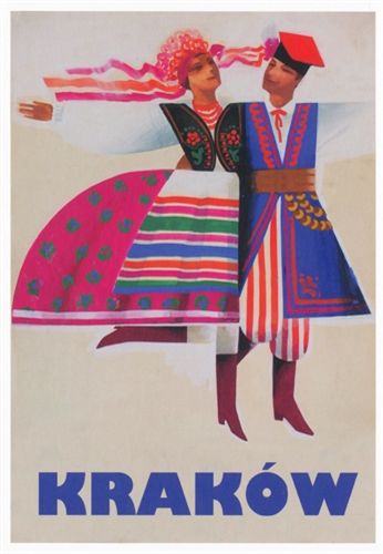 Polish Art Center - Post Card: Krakow, Polish Promotion Poster. Very clever Polish poster originally designed in 1970's ? by artist Wiktor Gorka to promote tourism to Poland. Slavic Symbols, Polish Traditional Costume, Cows Painting, Women Culture, Poland Culture, Polish Folklore, Polish Painting, Polish Posters, Slavic Folklore