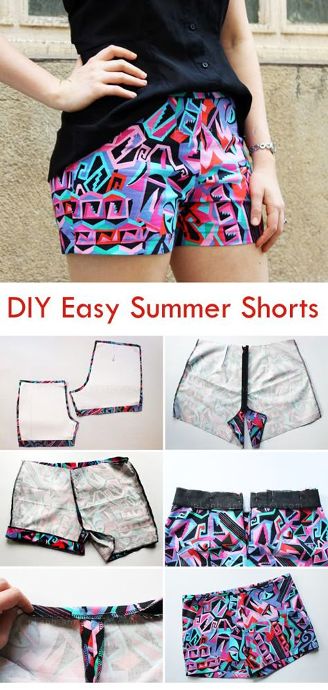 Shorts Pattern Free, Diy Sy, Sewing Shorts, Sewing Machine Projects, Sewing Projects Clothes, Summer Sewing, Shorts Pattern, Beginner Sewing Projects Easy, Diy Summer