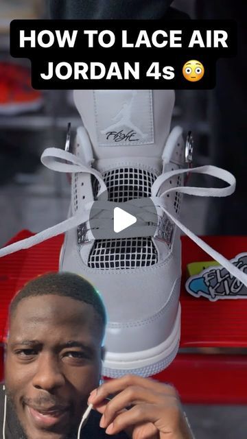 Sniperkicks on Instagram: "HOW TO LACE AIR JORDAN 4s 😳😳😳" How To Lace Jordans 4s, How To Wear Jordans, Jordan 4 Outfit, Style Hacks, White Jordans, Jordan 4s, Retro 4, March 30, Lace Design