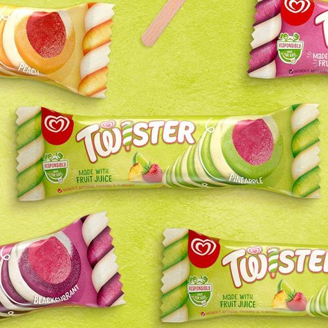 World Brand Design Society on Instagram: “⠀ Sunhouse Creative @sunhousecreative - Twister Ice Lollies . worldbranddesign.com/submit/ ⠀ . ⠀ #icecream #frozenfood #art #design…” Twister Ice Cream, Twister Ice Lolly, Magnet Clay, Fruity Ice Cream, Cookies Cupcake, Fun Halloween Treats, Ice Lollies, Ice Cream Pops, Cupcake Decor