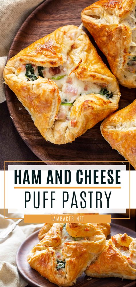 Ham And Cheese Puff Pastry, Puff Pastry Recipes Dinner, Puff Pastry Recipes Savory, Pastry Puff, Cheese Puff, Leftover Ham Recipes, Cheese Puff Pastry, I Am Baker, Easter Dinner Recipes