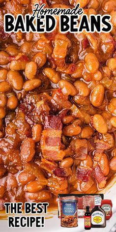 Baked Beans In The Oven, Smoked Baked Beans Recipe, Smoked Baked Beans, Homemade Baked Beans Recipe, Beans Recipe Crockpot, Canned Baked Beans, On The Smoker, Best Baked Beans, Easy Baked Beans