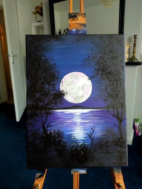 Video Painting, Canvas Art Painting Abstract, Warli Painting, Moonlight Painting, Art Painting Tools, Arte Van Gogh, Canvas Painting Tutorials, Simple Canvas Paintings, Easy Canvas Art