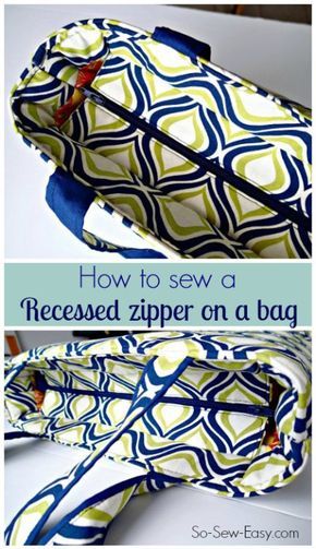 Video step by step tutorial on how to add a recessed zipper to ANY bag sewing pattern. Once you know the technique, it's easy to add this sort of closure to the top of almost any bag pattern. Great video! Pochette Diy, Recessed Zipper, Sew Ins, Modern Bag, Beginner Sewing Projects Easy, Sewing Purses, Lv Bags, Sew Easy, Leftover Fabric