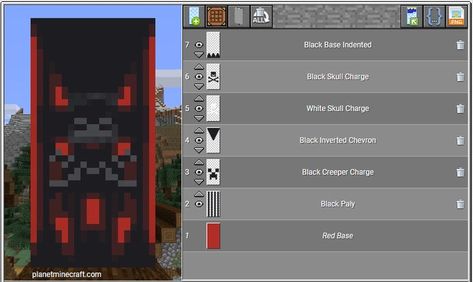 Minecraft Red Banner Designs, Minecraft Banner Design Tutorial, Flag Minecraft Banners, Minecraft Nether Banner Designs, Nether Banner Minecraft, Red Banner Minecraft, Flag Design Minecraft, Minecraft Houses Nether, Cool Banner Minecraft