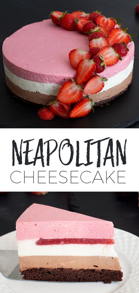 neapolitan cheesecake, cheesecake, how to make cheesecake, homemade cheesecake, cheesecake ideas, easy cheesecake, neapolitan dessert, neapolitan colors Neapolitan Cheesecake, Strawberry Jelly Recipes, Cheesecake Flan, Cheesecake Homemade, Make Cheesecake, Cheesecake Ideas, Homemade Cheesecake, How To Make Cheesecake, Salty Cake