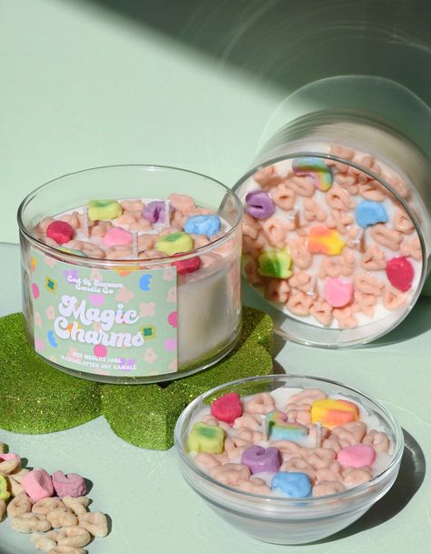 Scented like magically delicious marshmallows! Made with 100% Vegan Soy Wax Cotton Wicks - Lead/Zinc Free Paraben/Phthalate Free Fragrance and Eco Dyes Handmade with love in New Jersey Every product is uniquely handmade (colors may slightly vary) CANDLE CARE Always trim wick before relighting. Keep debris out of wax pool. Never burn longer than 4-hour intervals. Set candle on heat-resistant surface and avoid drafts. Always burn within sight. Don't burn near things that catch fire. Keep away from How Do You Make Candles, Cool Candle Designs, Cool Candles Aesthetic, Cute Wax Melts, Soy Candle Making Business, Preppy Candles, Wax Melt Ideas, Unique Candle Molds, Special Candles