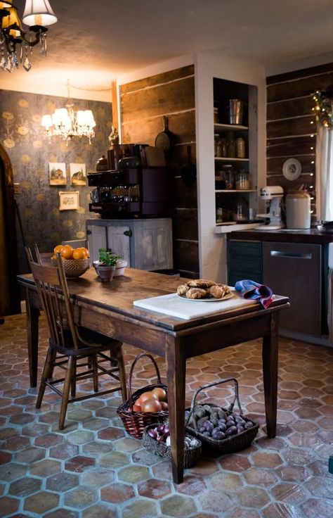 Everyone needs a kitchen table. Not an island. ~Paige from Farmhouse Vernacular Elliot Homestead Kitchen, Elliot Homestead, Shaye Elliott, Elliott Homestead, Unfitted Kitchen, Homestead Kitchen, Large Storage Cabinets, Domestic Bliss, Victorian Kitchen