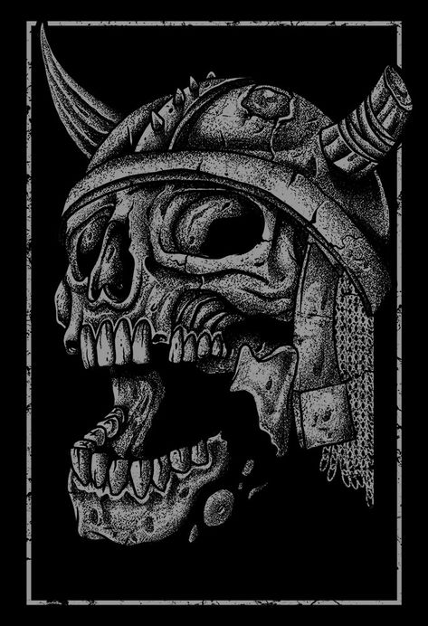 Viking skull by aldrinajes-21849 - Designhill Viking Helmet Tattoo, Skull Graphic Design, Viking Drawings, Helmet Tattoo, How To Draw Braids, Viking Skull, Rhinestone Designs Pattern, Black Canvas Art, Viking Metal