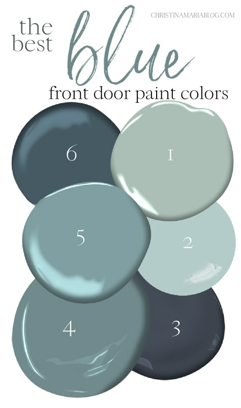 Teal Door Colors, Teal Blue Front Door, Shutters And Front Door Colors, Light Gray House Door Color Ideas, Blue Front Door Colors Sherwin Williams Exterior Paint, Best Blue Paint For Front Door, Blue Green Door Exterior, Blue Gray Front Door Color, Dutch Tile Blue Front Door