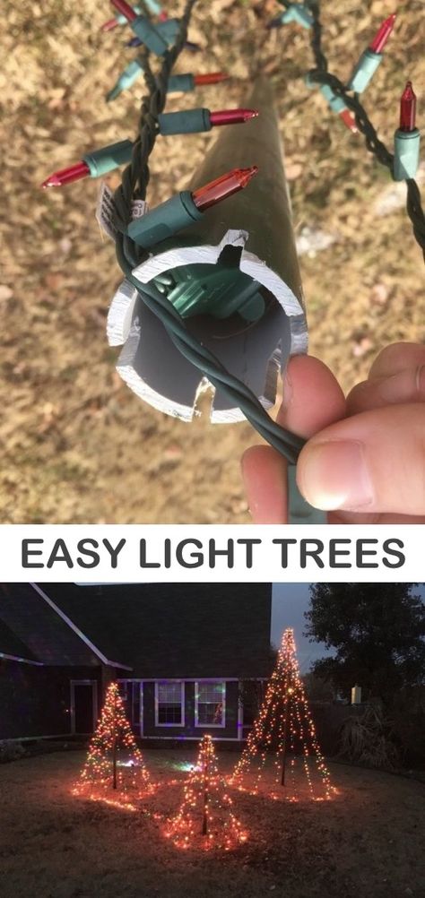 Outdoor Christmas Diy, Light Tree, Outside Christmas Decorations, Diy Christmas Lights, Christmas Decorations Cheap, Neutral Christmas, Christmas Tree Decorations Diy, Christmas Yard Decorations, Easy Christmas Decorations