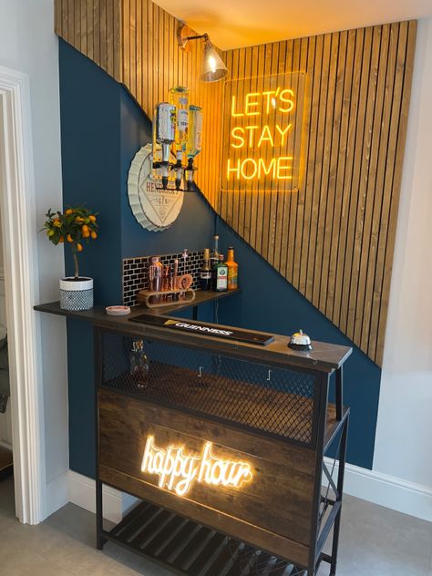 Bar Wall Color Ideas, Mini Bar On Wall, Bar Entryway Ideas, Bar Wall Apartment, Bar In Office Space, Bar Living Room Ideas Small Spaces, Home Bar Decor Ideas Accent Walls, Small Wall Bar Ideas, Small Mini Bar Ideas