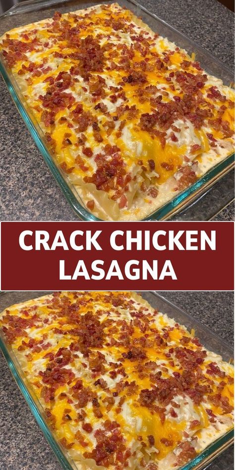 A twist on traditional lasagna, featuring layers of lasagna noodles, a creamy chicken mixture with cheese and bacon, and a rich bechamel sauce. Chicken With Lasagna Noodles, Chicken Bacon Lasagna, Bbq Chicken Lasagna, Recipe With Lasagna Noodles, Different Lasagna Recipes, Lasagna Noodles Ways To Use, Chicken Lasagna Recipe Easy, Lasagna With Chicken, Creamy Chicken Lasagna