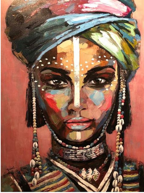 Oil Painting Woman, Afrique Art, African Paintings, Afrikaanse Kunst, African Art Paintings, Painted Ladies, Soyut Sanat Tabloları, Art Pop, Abstract Canvas Painting