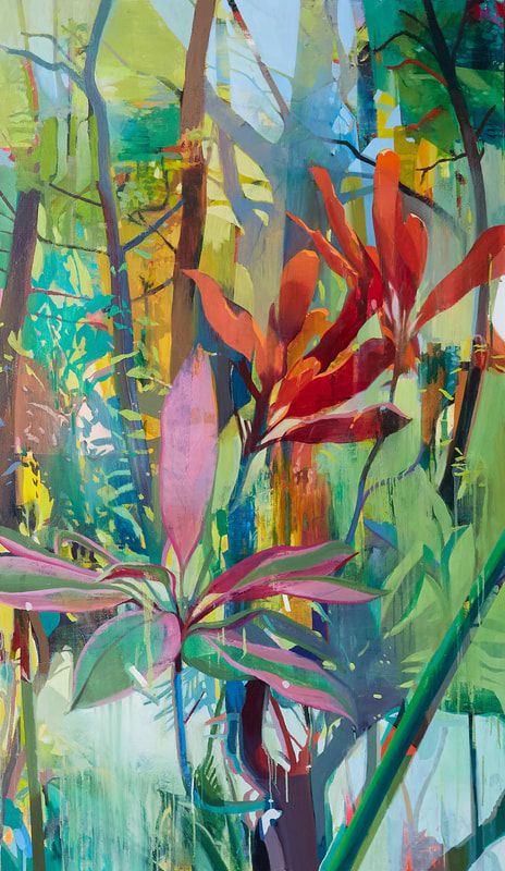 Suhas Bhujbal Portfolio - Andrea Schwartz Gallery Botanical Paintings Acrylic, Painting Plants Acrylic, Abstract Floral Paintings Acrylics, Abstract Leaves Painting, Abstract Bouquet, Flower Abstract Art, Contemporary Botanical Art, Hawaiian Artists, Tropical Art Print