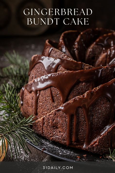 A Soft and Spicy Gingerbread Bundt Cake, moist... and incredibly delicious. Perfect for the holidays or throughout the winter. Every bite bursting with the flavors you expect in gingerbread. Chocolate Gingerbread Bundt Cake, Molasses Bundt Cake, Bundt Cake Flavor Ideas, Iced Bundt Cake, Christmas Cake Bundt, Holiday Pound Cake, Chocolate Gingerbread Cake, Holiday Bundt Cake Recipes, Gingerbread Pound Cake